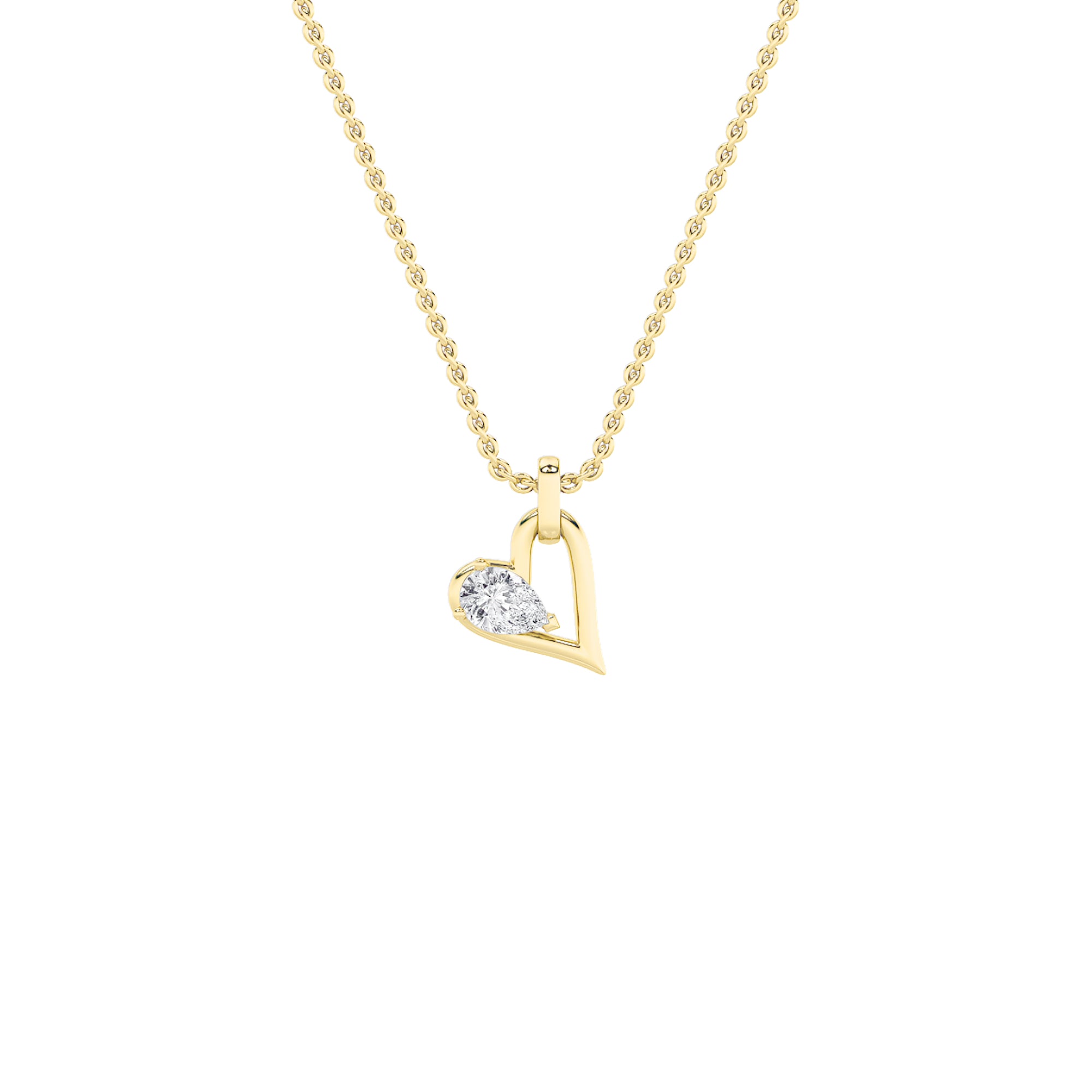 1Cttw Pear Shaped Lab Grown Diamond (F/VS) Heart Shaped Dangle Pendant in 14K Gold