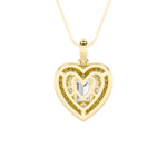 2Cttw Emerald Shaped Lab Grown Diamond (F/VS) Pave Accented Heart Shaped Pendant in 14K Gold
