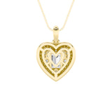 2Cttw Emerald Shaped Lab Grown Diamond (F/VS) Pave Accented Heart Shaped Pendant in 14K Gold