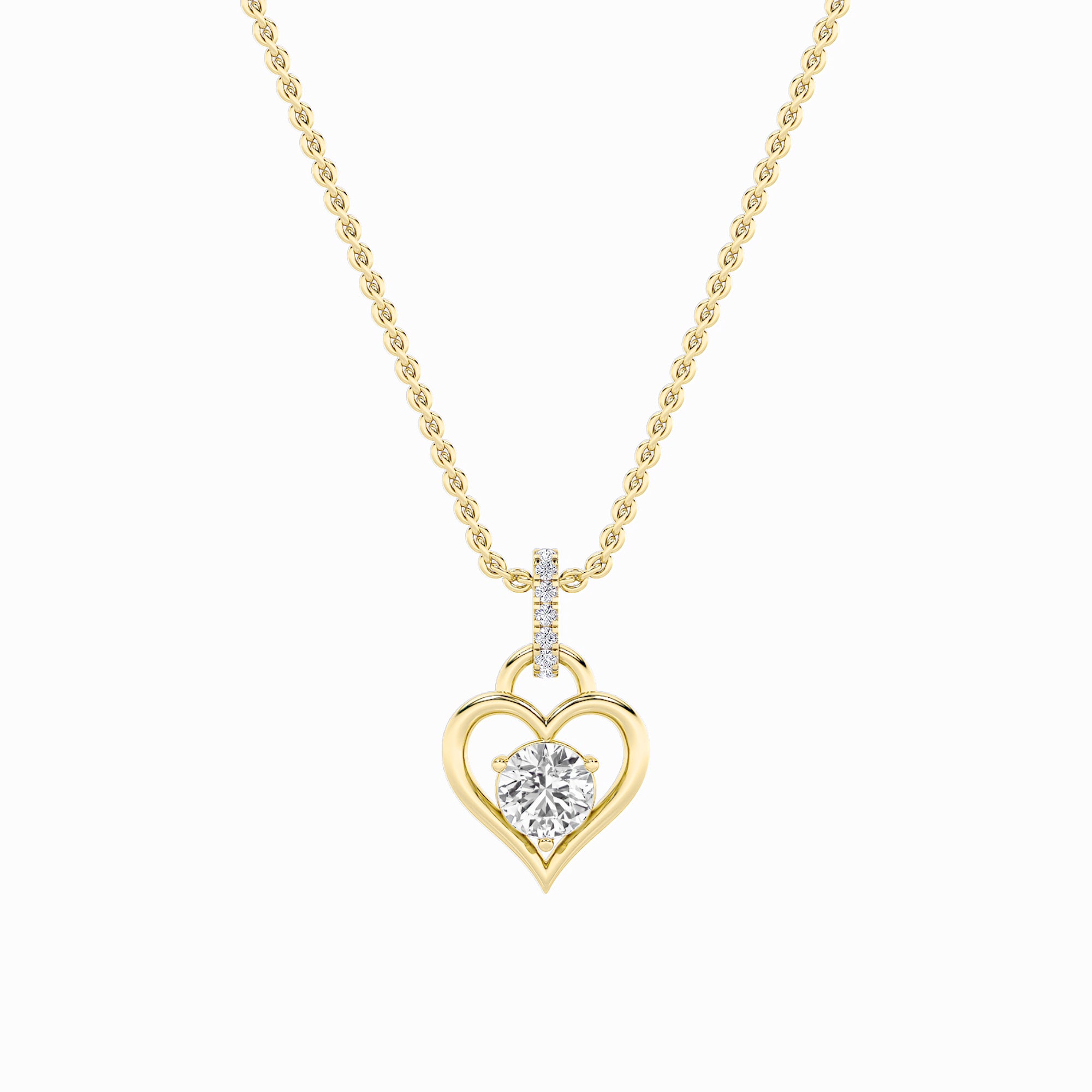 1.5Cttw Round Shaped Lab Grown Diamond (F/VS) Heart Shaped Pendant in 14K Gold