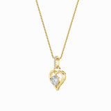 1.5Cttw Round Shaped Lab Grown Diamond (F/VS) Heart Shaped Pendant in 14K Gold