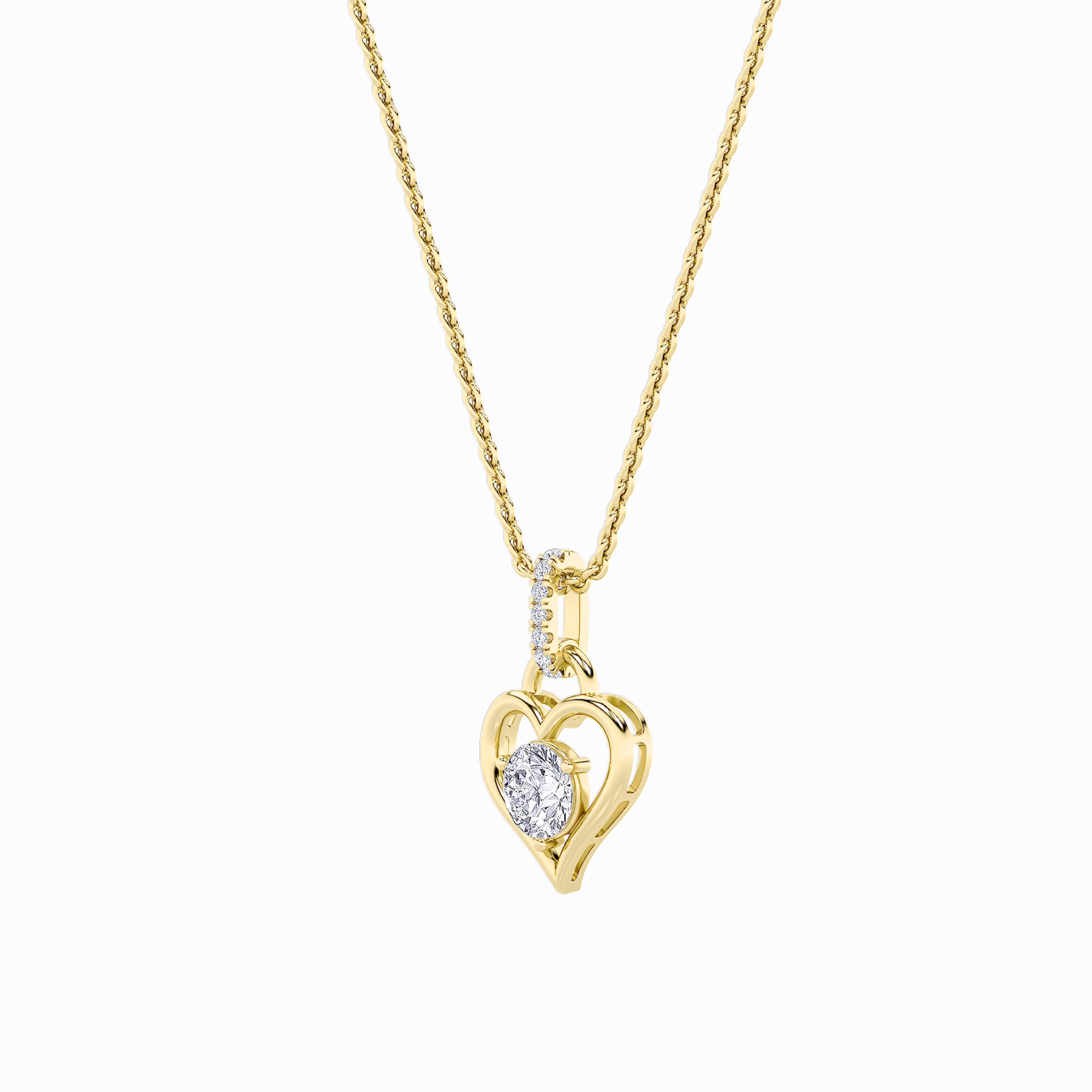 1.5Cttw Round Shaped Lab Grown Diamond (F/VS) Heart Shaped Pendant in 14K Gold