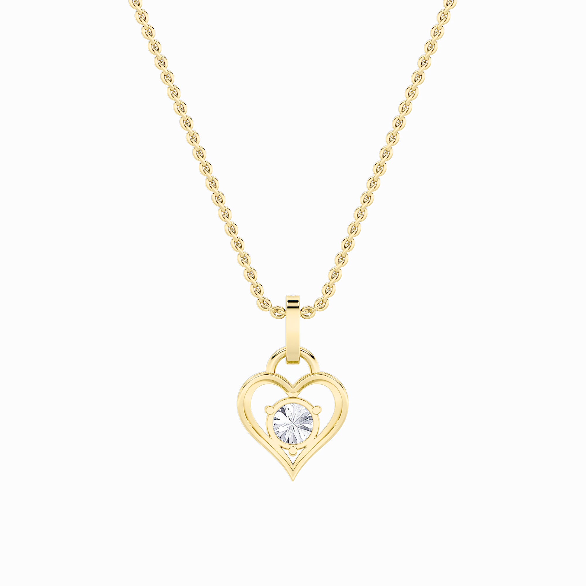 1.5Cttw Round Shaped Lab Grown Diamond (F/VS) Heart Shaped Pendant in 14K Gold