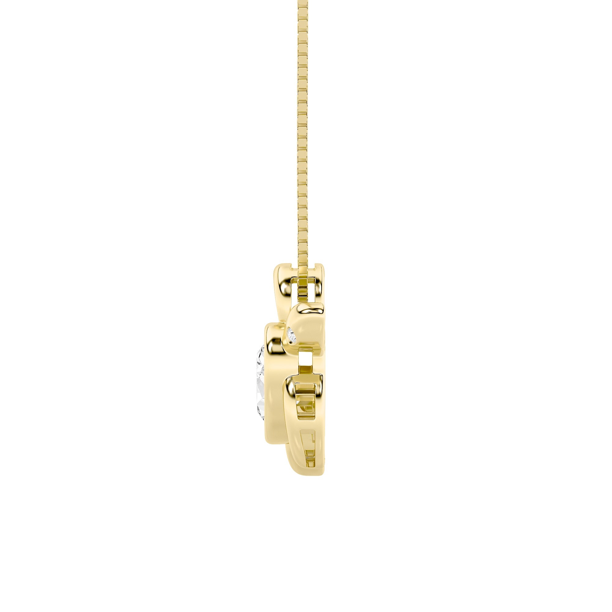 1.5Cttw Oval Shaped Lab Grown Diamond (F/VS) Bezel Set Turtle Pendant in 14K Gold