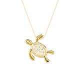 1.5Cttw Oval Shaped Lab Grown Diamond (F/VS) Bezel Set Turtle Pendant in 14K Gold