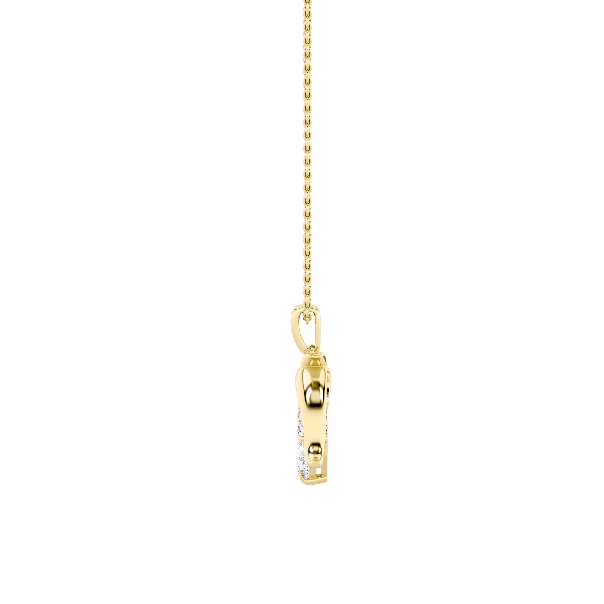 2Cttw Marquise Shaped Lab Grown Diamond (F/VS) Dolphin Pendant in 14K Gold