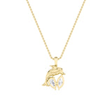 2Cttw Marquise Shaped Lab Grown Diamond (F/VS) Dolphin Pendant in 14K Gold