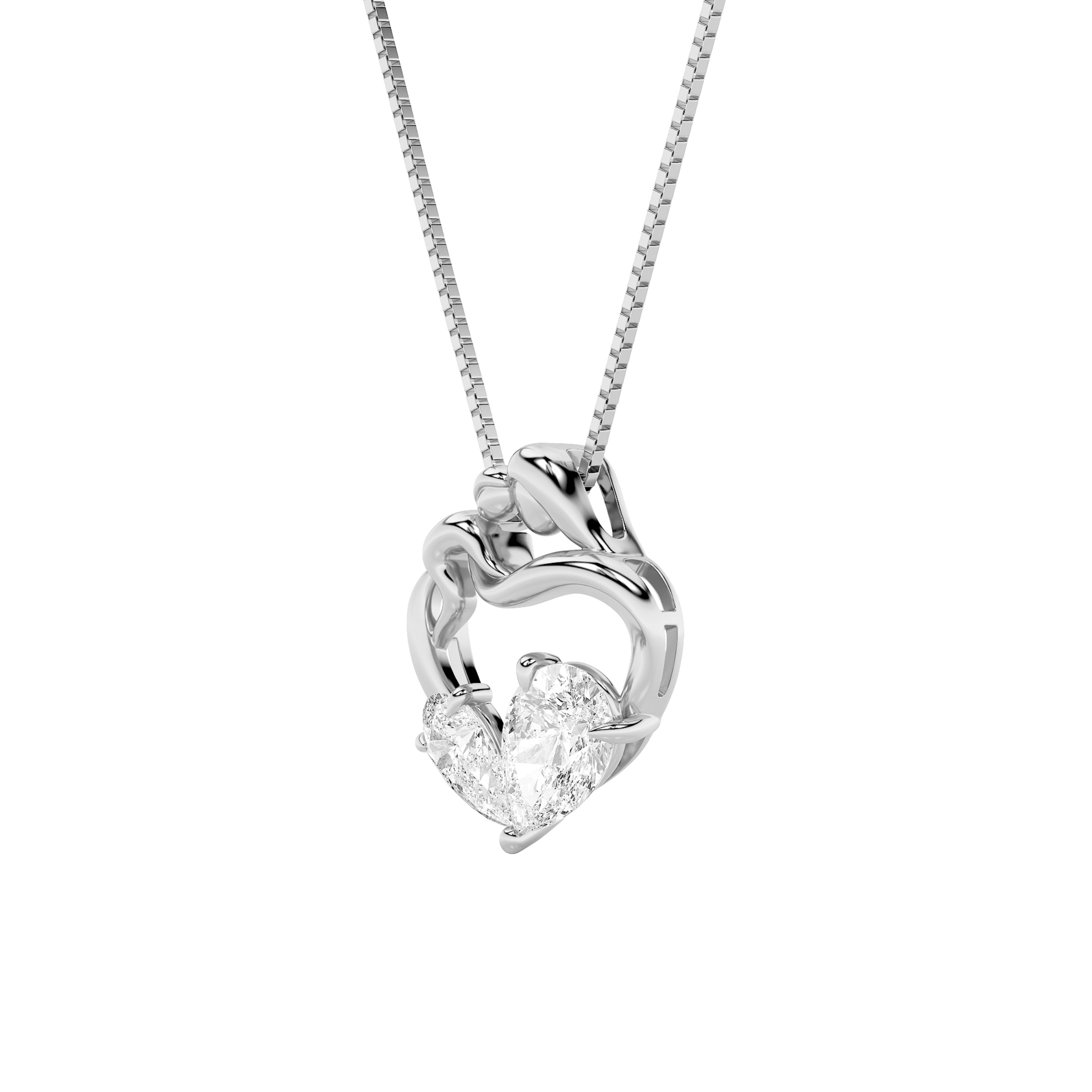 3Cttw Pear Shaped Lab Grown Diamond (F/VS) Heart Shaped Pendant in 14K Gold