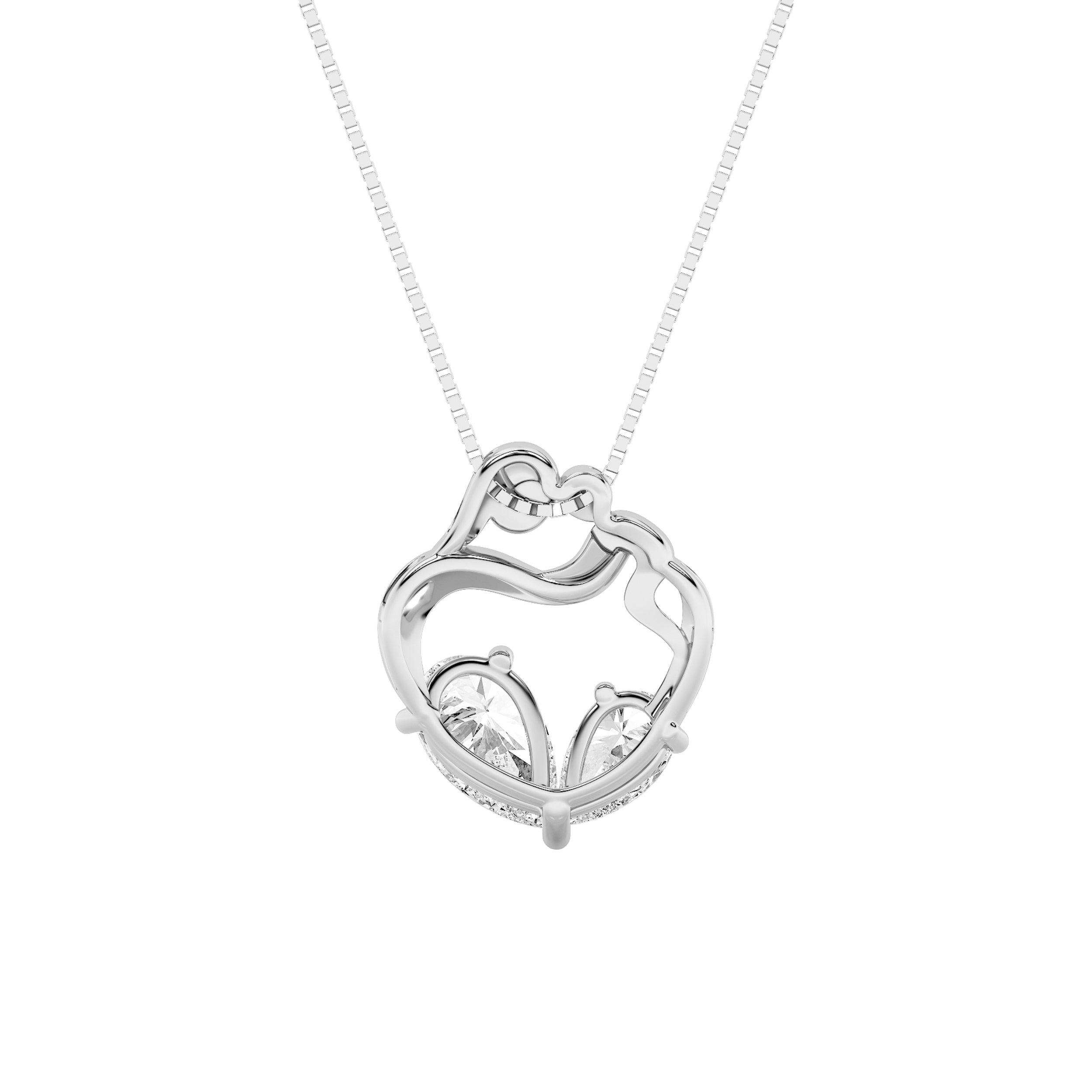 3Cttw Pear Shaped Lab Grown Diamond (F/VS) Heart Shaped Pendant in 14K Gold