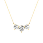 2Cttw Round Shaped Lab Grown Diamond (F/VS) Three Stone Necklace in 14K Gold