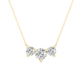 2Cttw Round Shaped Lab Grown Diamond (F/VS) Three Stone Necklace in 14K Gold