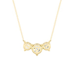 2Cttw Round Shaped Lab Grown Diamond (F/VS) Three Stone Necklace in 14K Gold