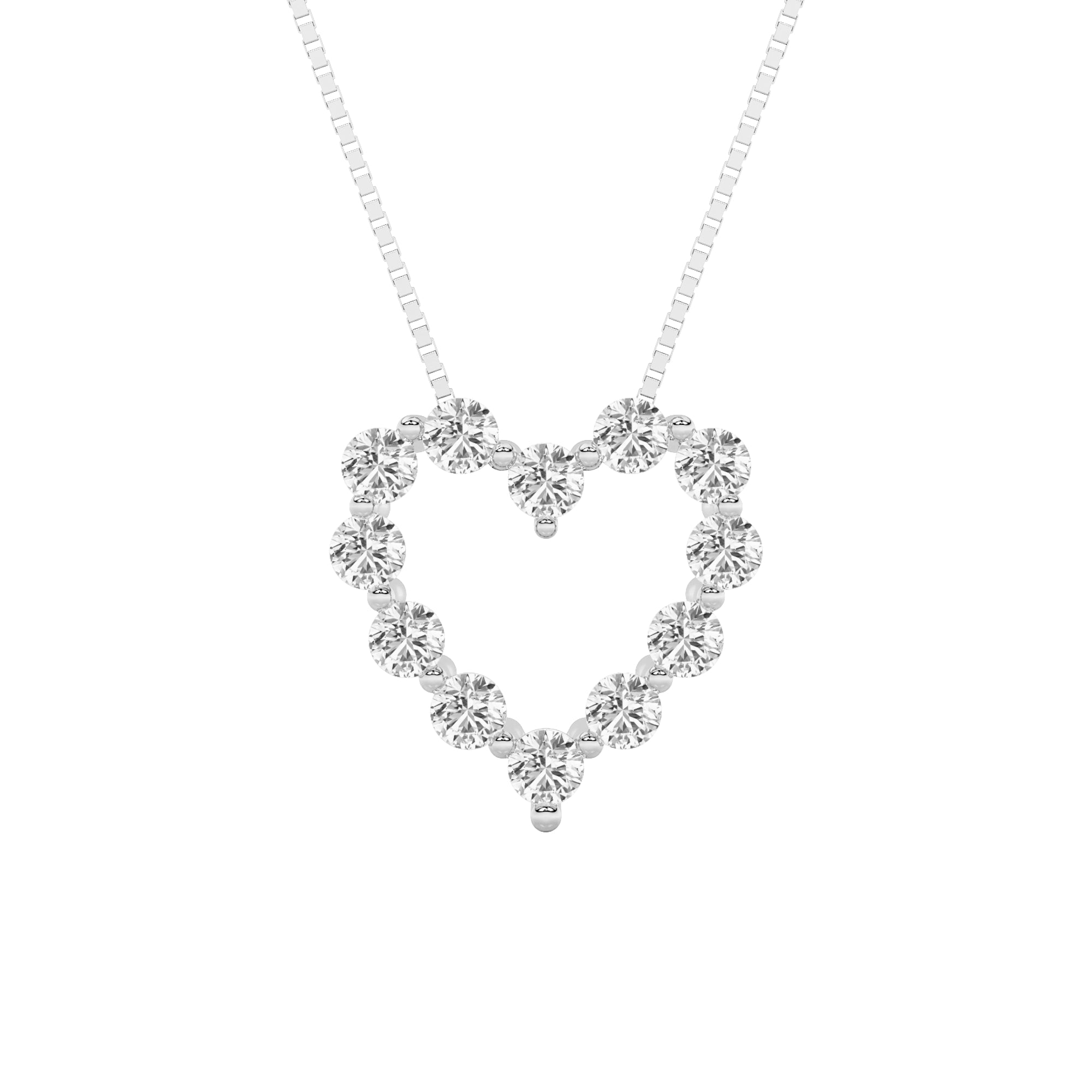 2Cttw Round Shaped Lab Grown Diamond (F/VS) Heart Shaped Pendant in 14K Gold