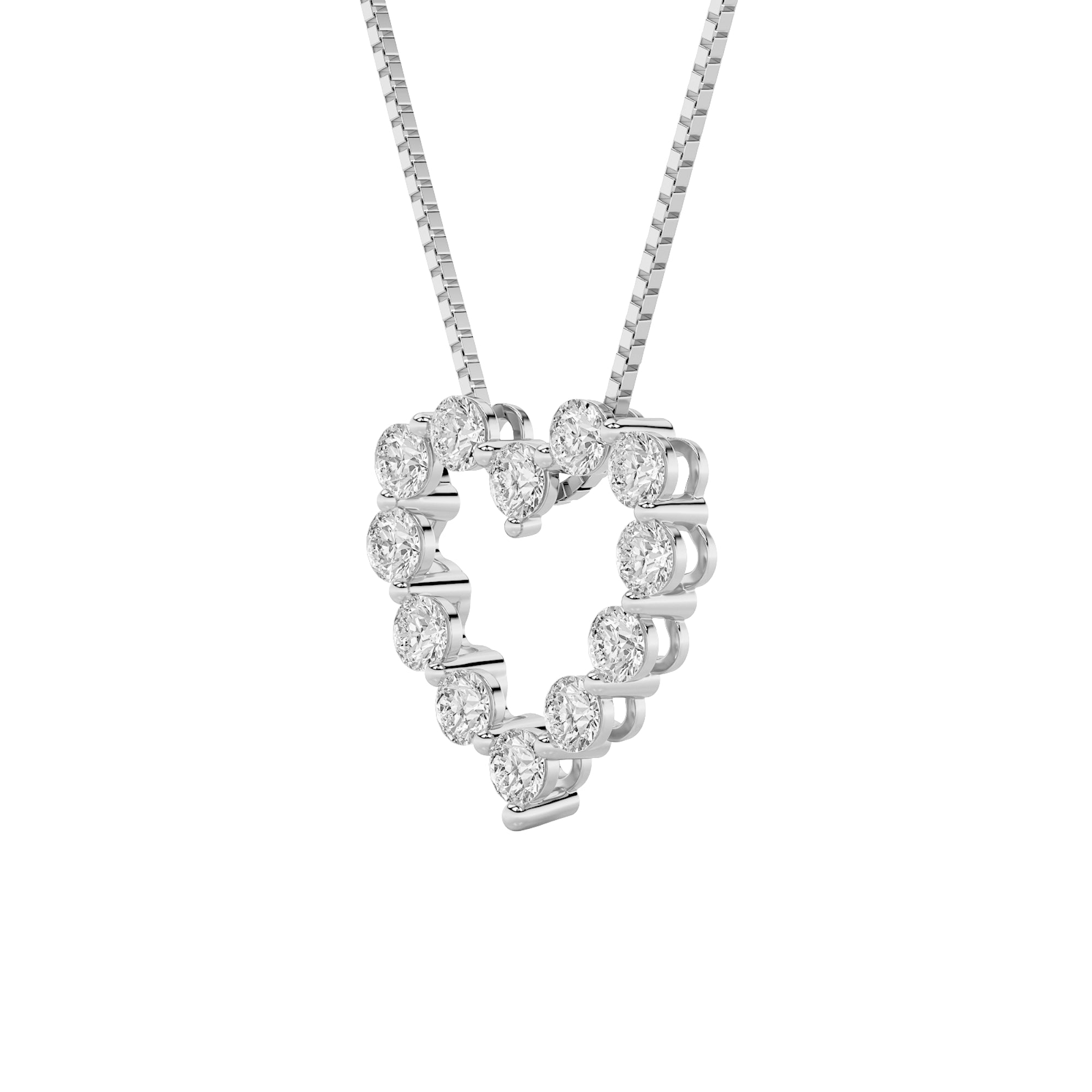 2Cttw Round Shaped Lab Grown Diamond (F/VS) Heart Shaped Pendant in 14K Gold