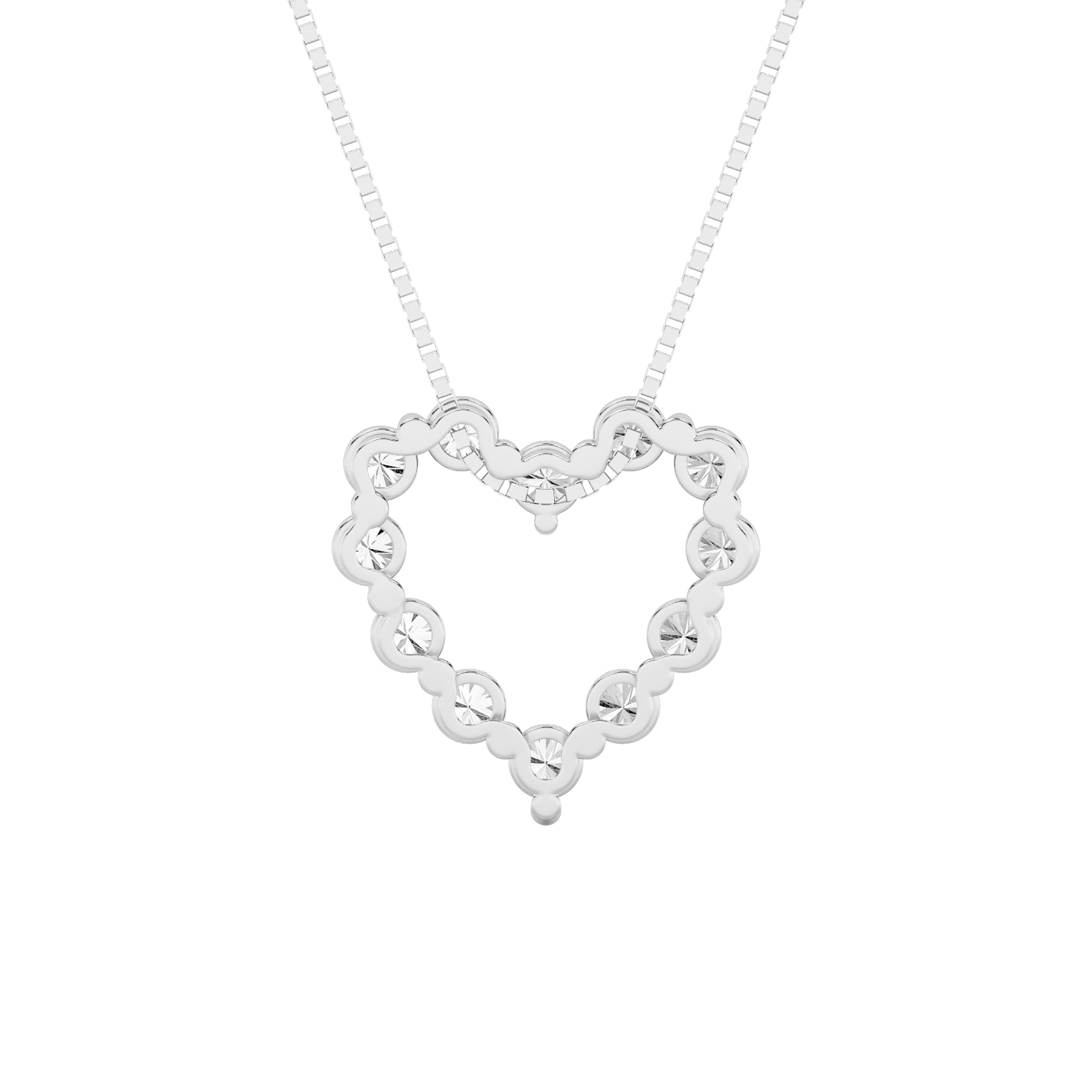 2Cttw Round Shaped Lab Grown Diamond (F/VS) Heart Shaped Pendant in 14K Gold