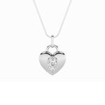 1Cttw Oval Shaped Lab Grown Diamond (F/VS) Heart Pendant in 14K  White Gold
