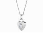 1Cttw Oval Shaped Lab Grown Diamond (F/VS) Heart Pendant in 14K  White Gold