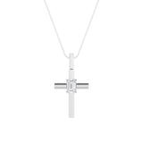 0.5Cttw Emerald Shaped Lab Grown Diamond (F/VS) Cross Pendant in 14K Gold