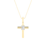 0.5Cttw Emerald Shaped Lab Grown Diamond (F/VS) Cross Pendant in 14K Gold