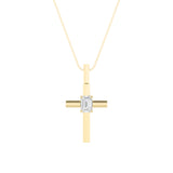 0.5Cttw Emerald Shaped Lab Grown Diamond (F/VS) Cross Pendant in 14K Gold