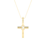 0.5Cttw Emerald Shaped Lab Grown Diamond (F/VS) Cross Pendant in 14K Gold