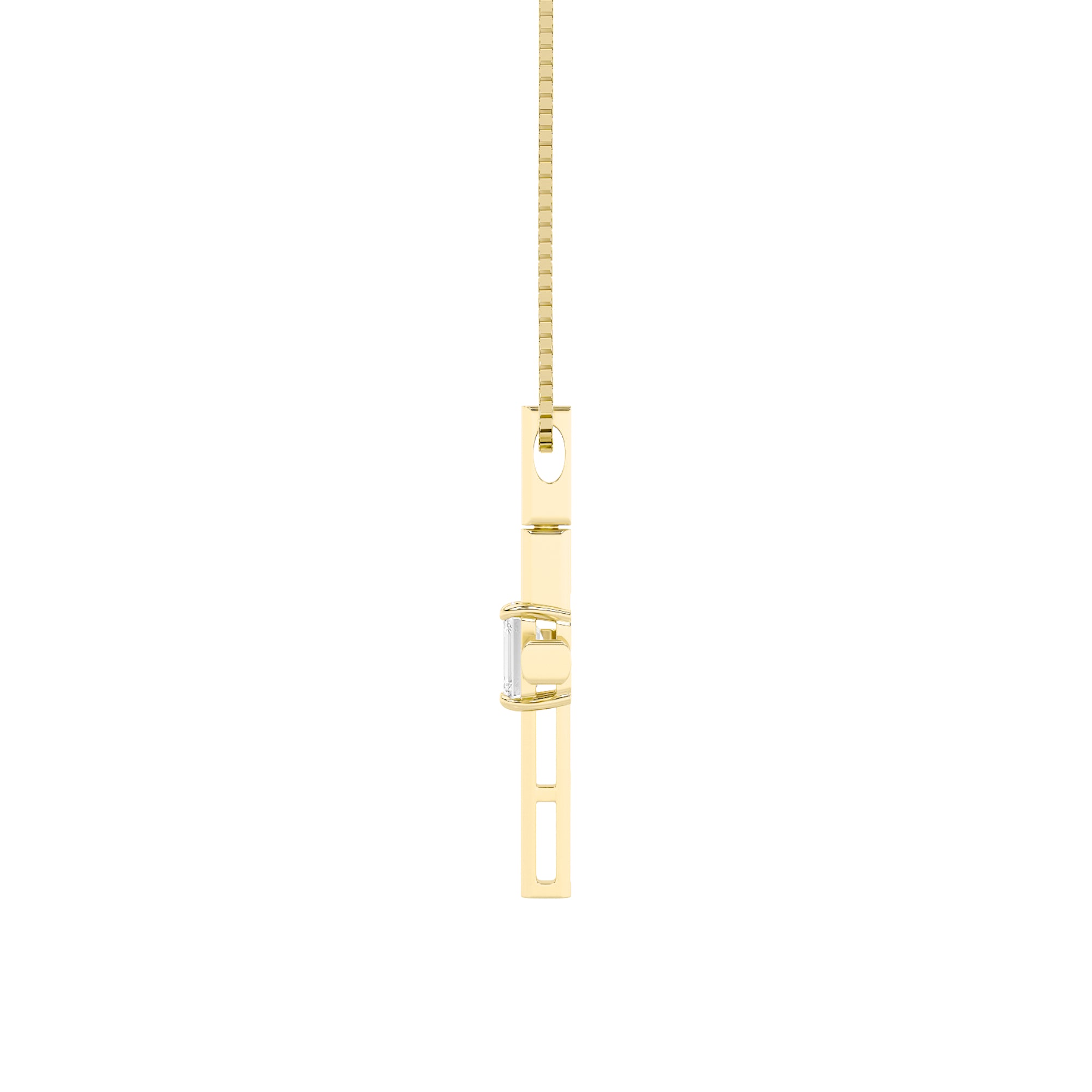 0.5Cttw Emerald Shaped Lab Grown Diamond (F/VS) Cross Pendant in 14K Gold