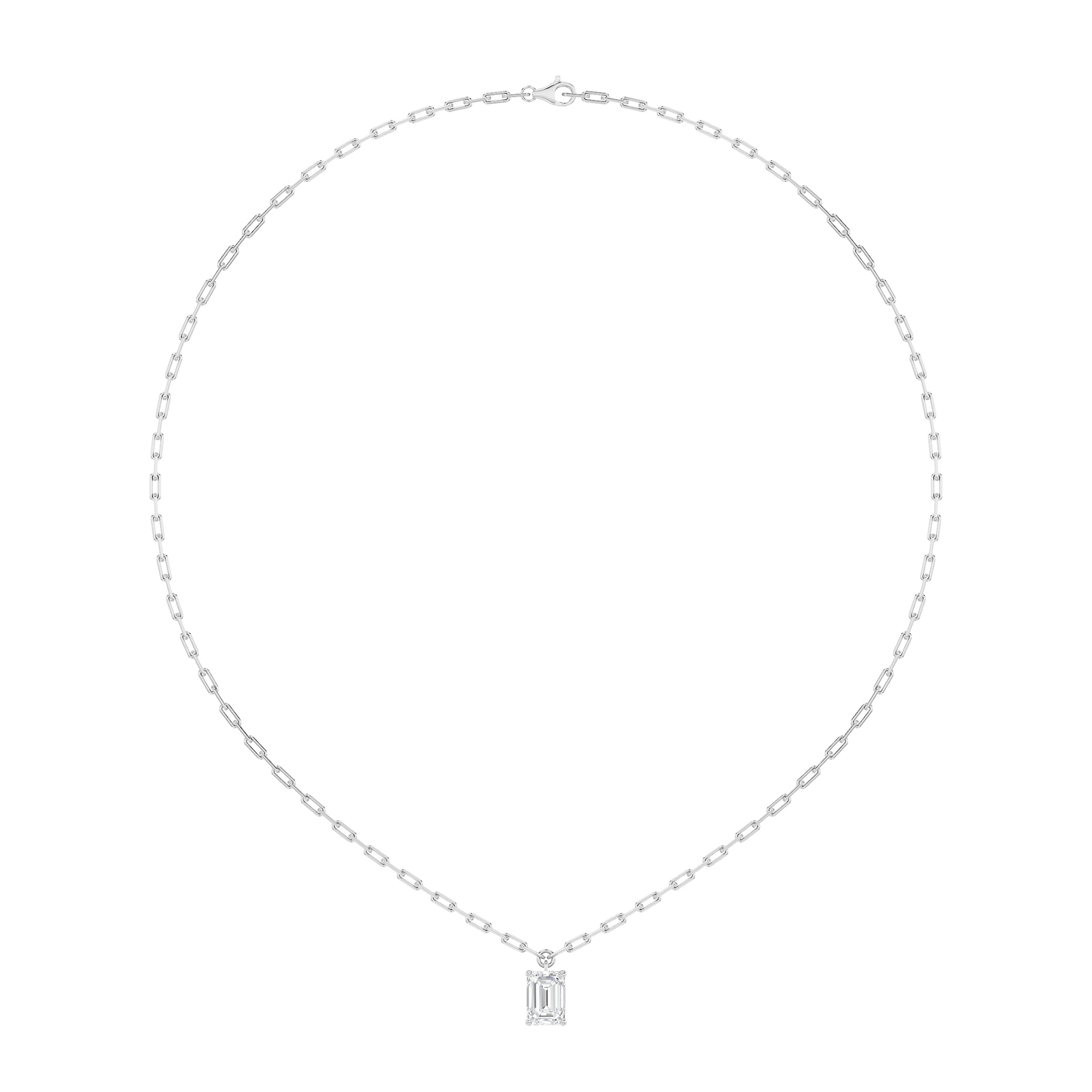 2Cttw Emerald Shaped Lab Grown Diamond (F/VS) Strata Chic Collection Necklace in 14K Gold
