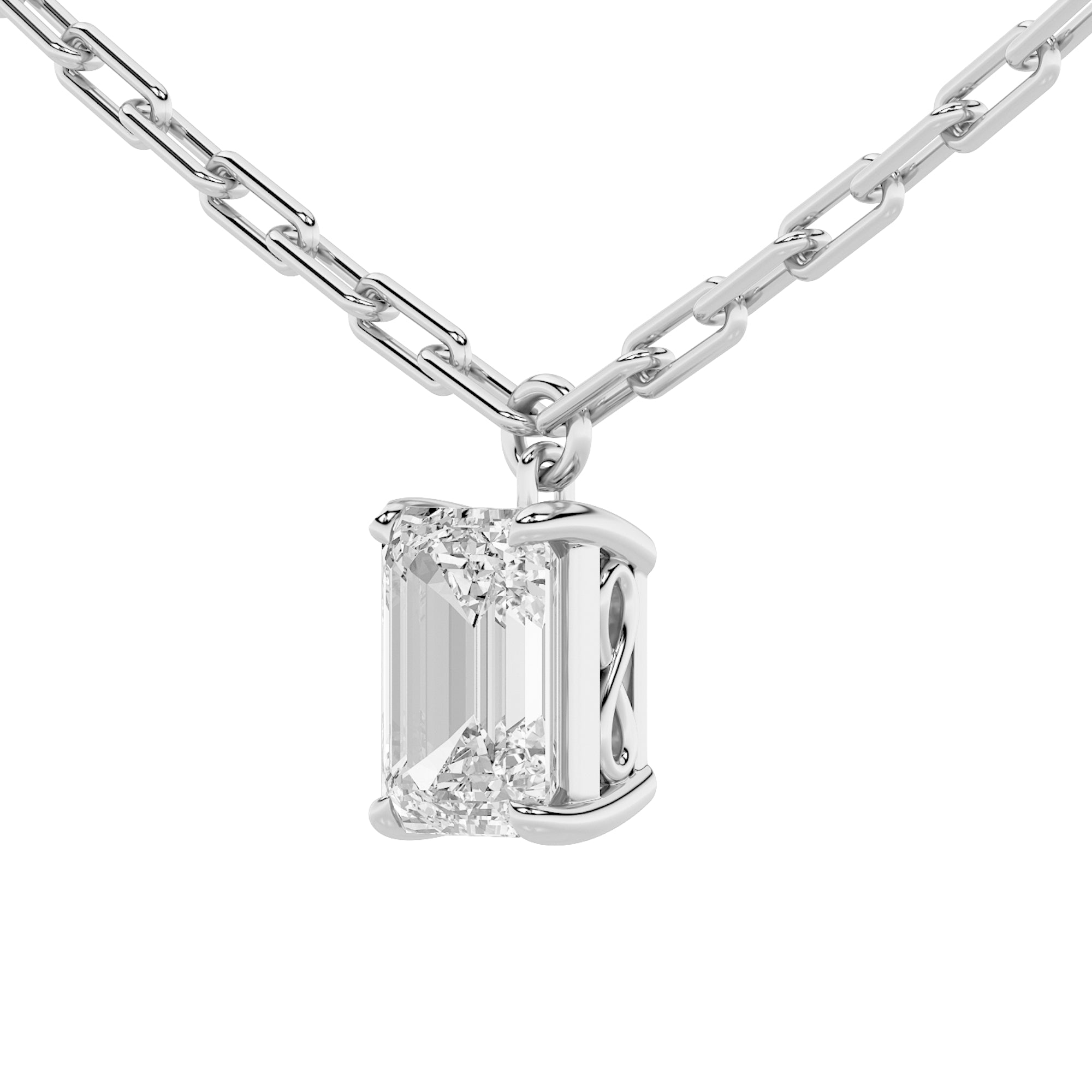 2Cttw Emerald Shaped Lab Grown Diamond (F/VS) Strata Chic Collection Necklace in 14K Gold
