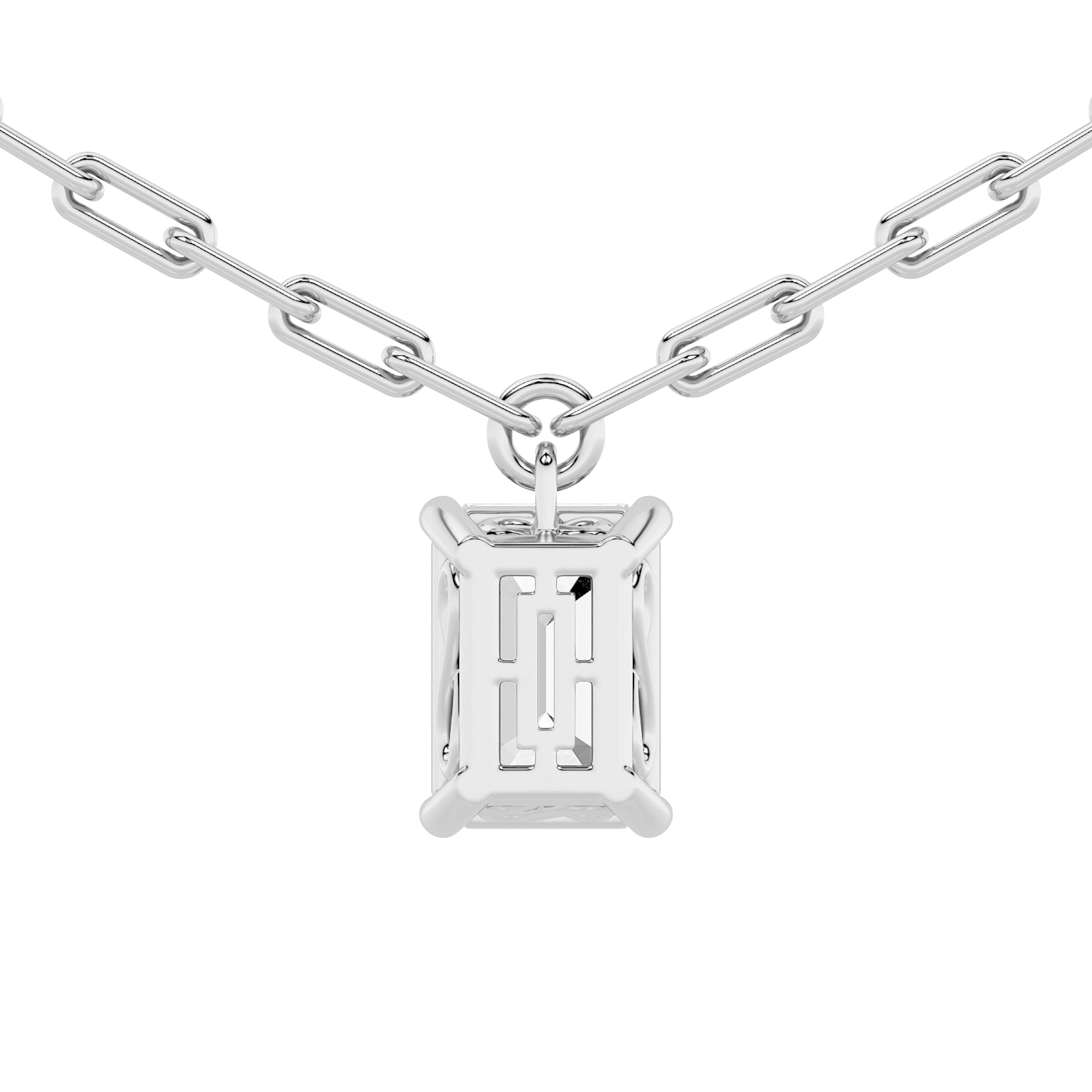2Cttw Emerald Shaped Lab Grown Diamond (F/VS) Strata Chic Collection Necklace in 14K Gold