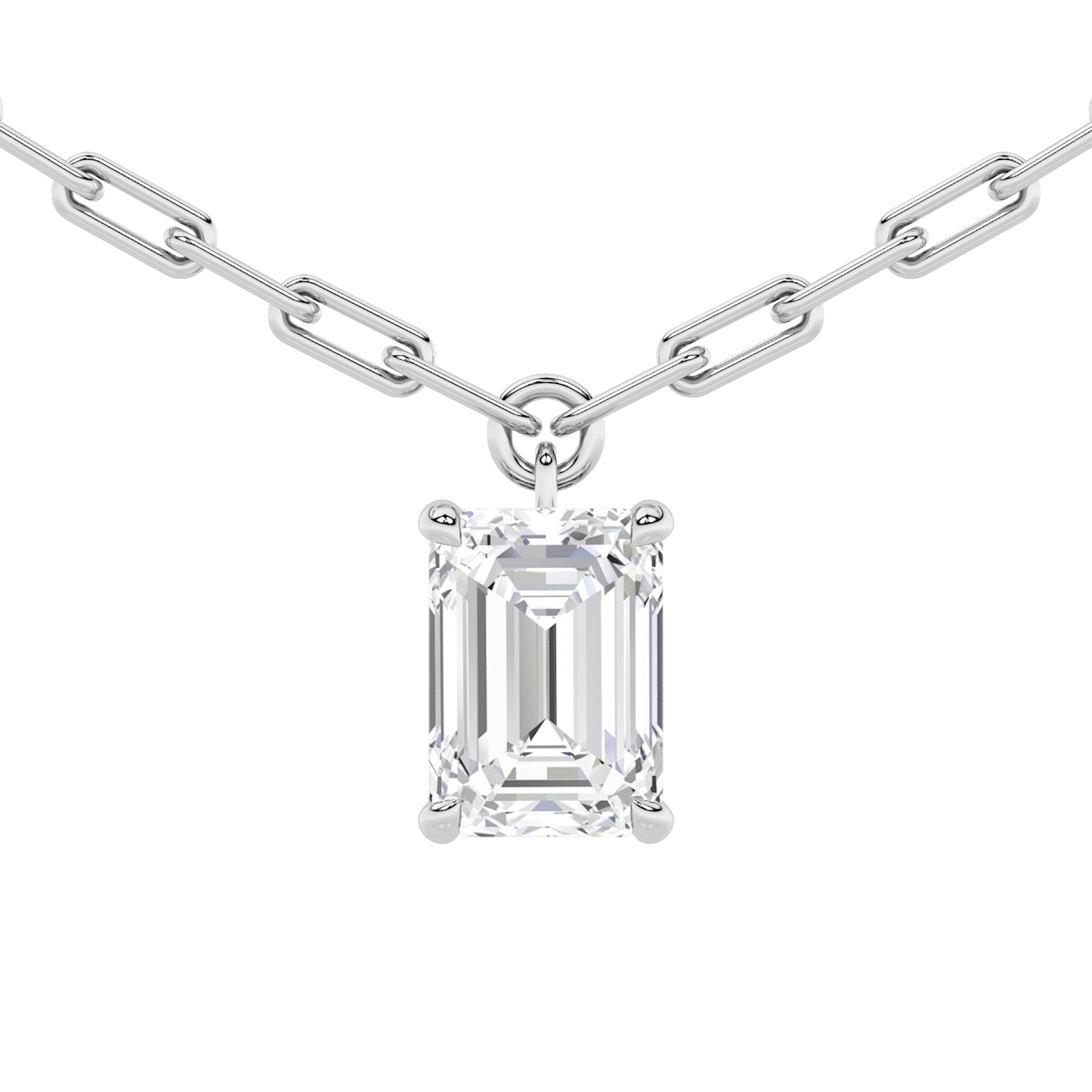 2Cttw Emerald Shaped Lab Grown Diamond (F/VS) Strata Chic Collection Necklace in 14K Gold