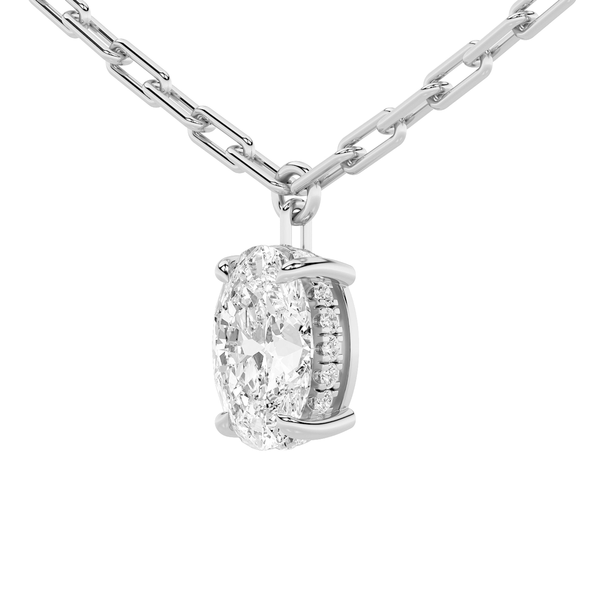 2Cttw Oval Shaped Lab Grown Diamond (F/VS) Strata Chic Collection Necklace in 14K Gold