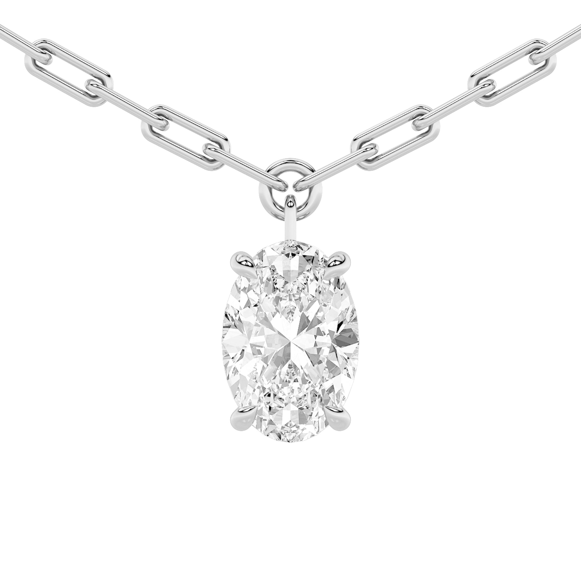 2Cttw Oval Shaped Lab Grown Diamond (F/VS) Strata Chic Collection Necklace in 14K Gold