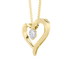 1Cttw Round Shaped Lab Grown Diamond (F/VS) Heart Shaped Pendant in 14K Gold