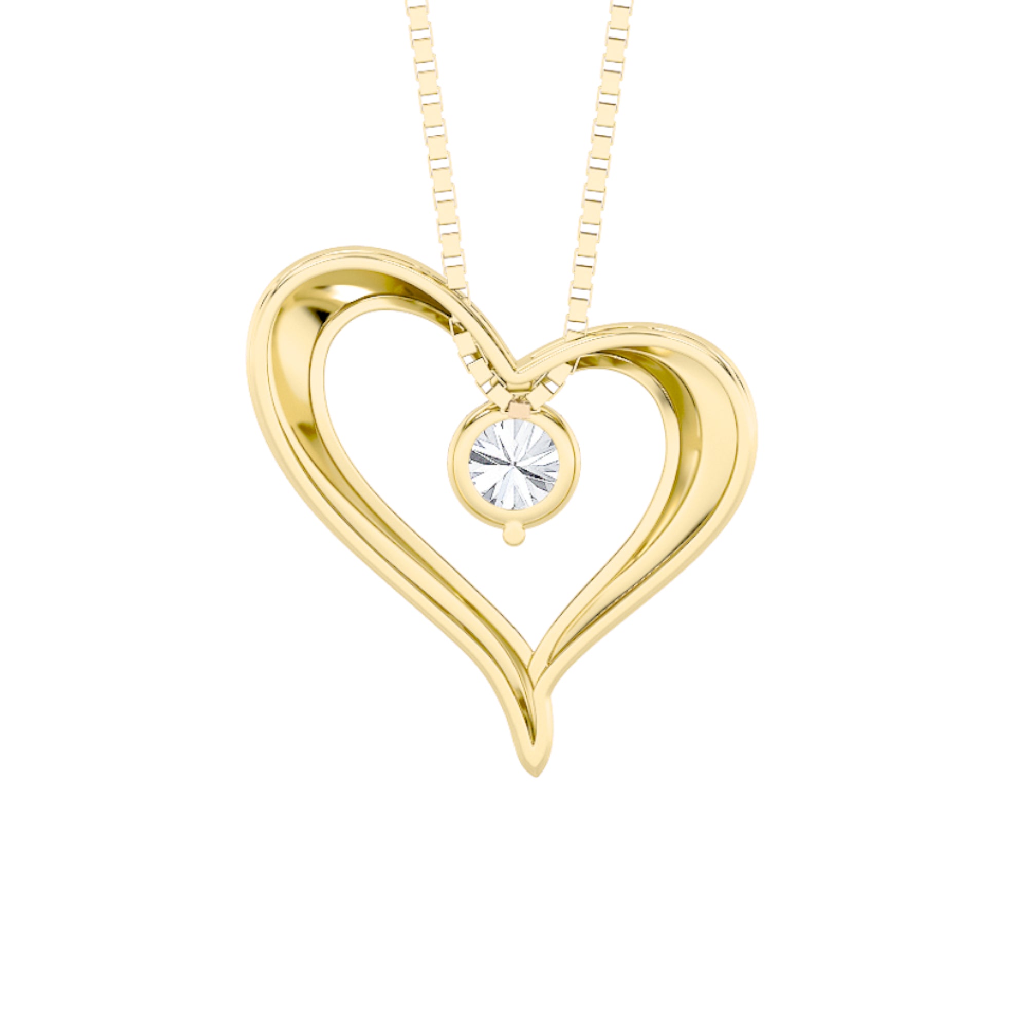 1Cttw Round Shaped Lab Grown Diamond (F/VS) Heart Shaped Pendant in 14K Gold