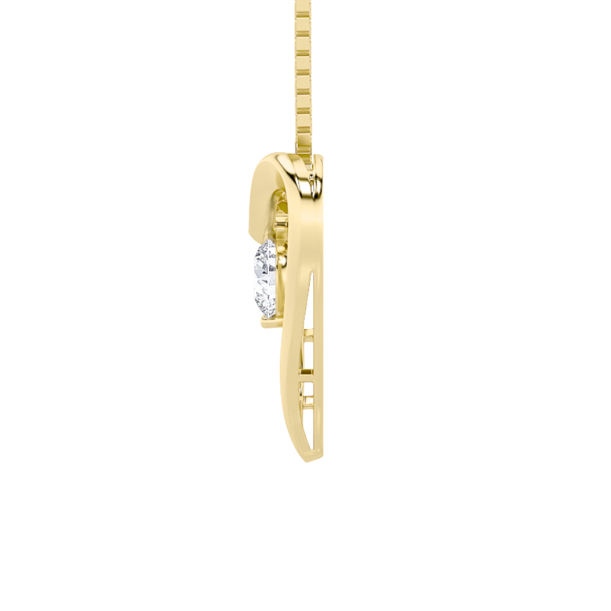 1Cttw Round Shaped Lab Grown Diamond (F/VS) Heart Shaped Pendant in 14K Gold