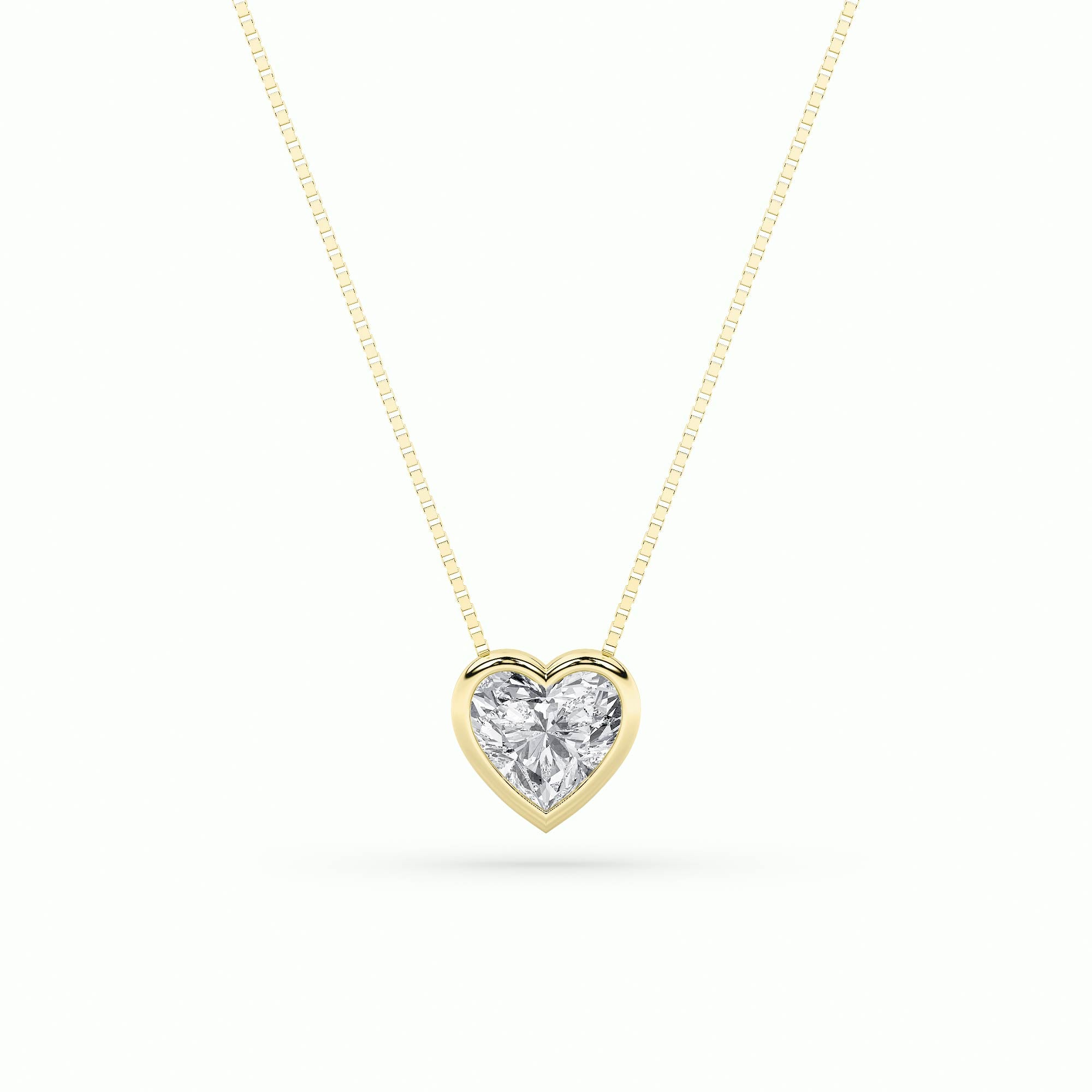 1Cttw Heart Shaped Lab Grown Diamond (F/VS) Bezel Set Solitaire Pendant in 14K Gold