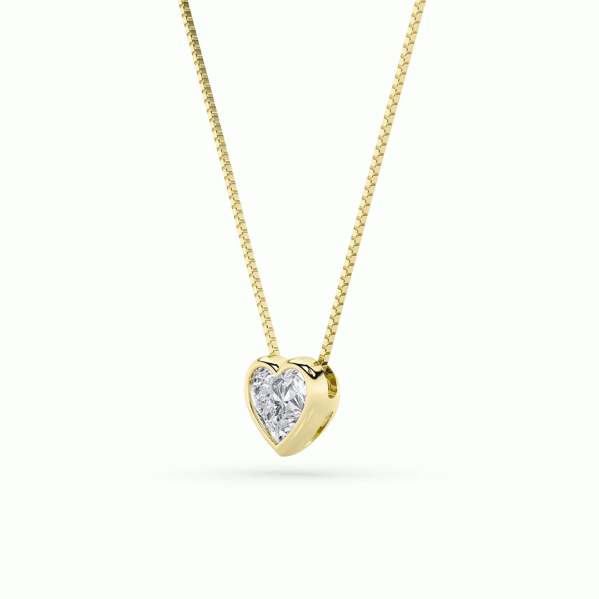 1Cttw Heart Shaped Lab Grown Diamond (F/VS) Bezel Set Solitaire Pendant in 14K Gold