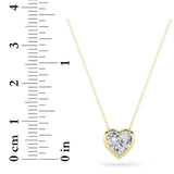1Cttw Heart Shaped Lab Grown Diamond (F/VS) Bezel Set Solitaire Pendant in 14K Gold