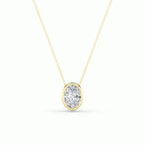 1Cttw Oval Shaped Lab Grown Diamond (F/VS) Bezel Set Solitaire Pendant in 14K Gold