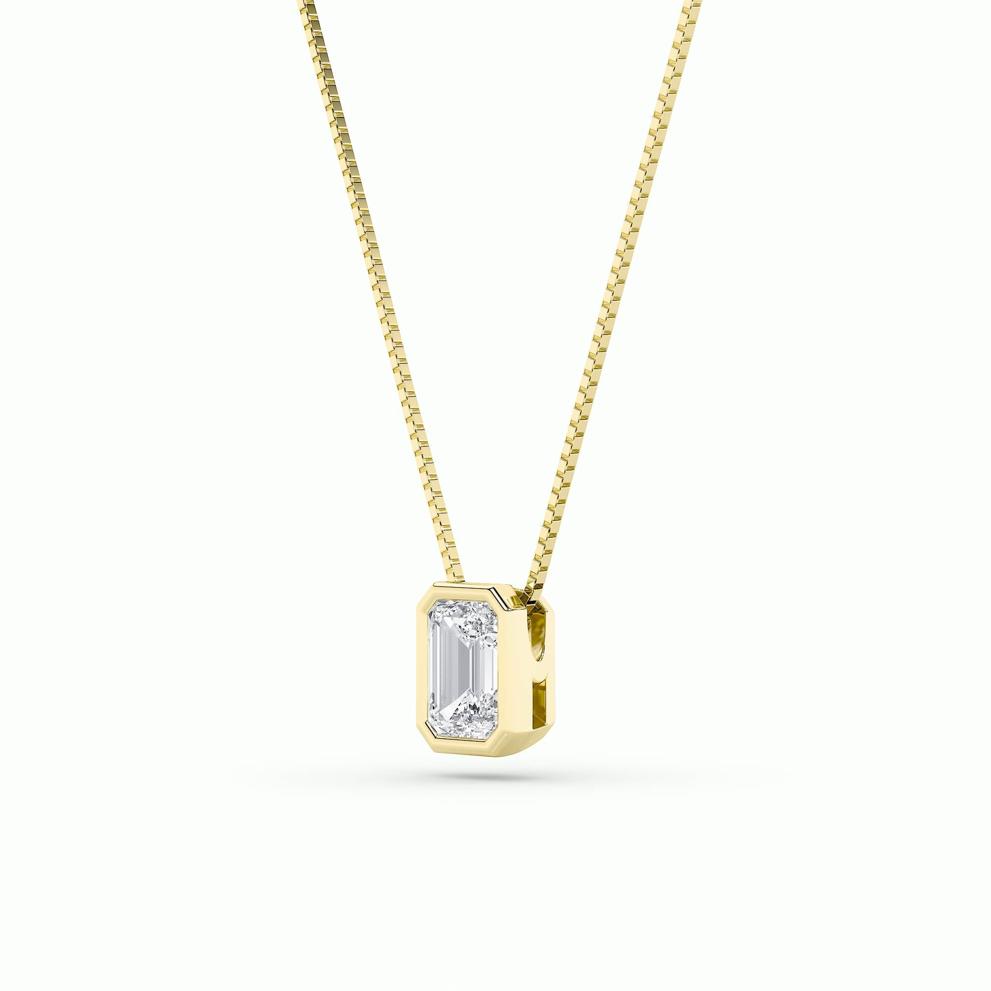 1Cttw Radiant Shaped Lab Grown Diamond (F/VS) Bezel Set Solitaire Pendant in 14K Gold