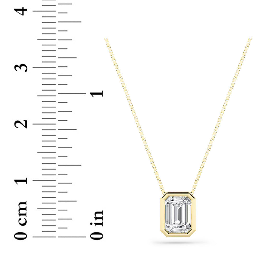 1Cttw Radiant Shaped Lab Grown Diamond (F/VS) Bezel Set Solitaire Pendant in 14K Gold