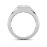 3Cttw Emerald Shaped Lab Grown Diamond (F/VS) Mens Ring in 14K Gold