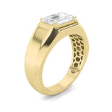 3Cttw Emerald Shaped Lab Grown Diamond (F/VS) Mens Ring in 14K Gold