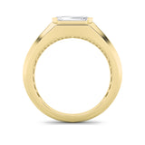 3Cttw Emerald Shaped Lab Grown Diamond (F/VS) Mens Ring in 14K Gold