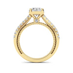 2Cttw Round Shaped Lab Grown Diamond (F/VS) Two Tone Accented Rope Design Engagement Ring in 14K Gold