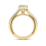 2Cttw Round Shaped Lab Grown Diamond (F/VS) Two Tone Accented Rope Design Engagement Ring in 14K Gold