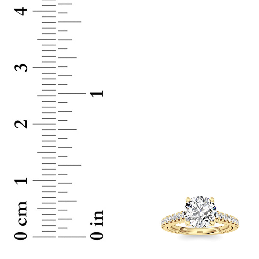 2Cttw Round Shaped Lab Grown Diamond (F/VS) Two Tone Accented Rope Design Engagement Ring in 14K Gold