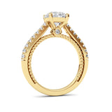 2Cttw Round Shaped Lab Grown Diamond (F/VS) Two Tone Accented Rope Design Engagement Ring in 14K Gold