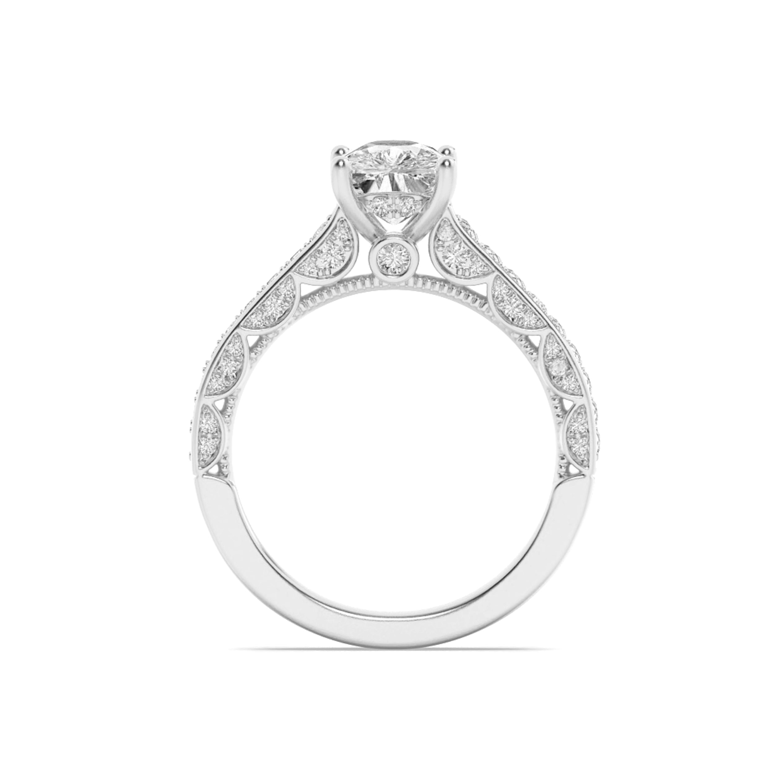 2.5Cttw Elongated Cushion Shaped Lab Grown Diamond (F/VS) Accented Engagement Ring in 14K Gold
