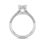 3Cttw Emerald Shaped Lab Grown Diamond (F/VS) Triple Row Accented Engagement Ring in 14K Gold